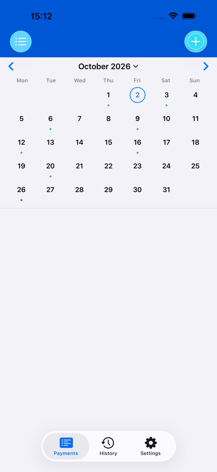 Payment calendar