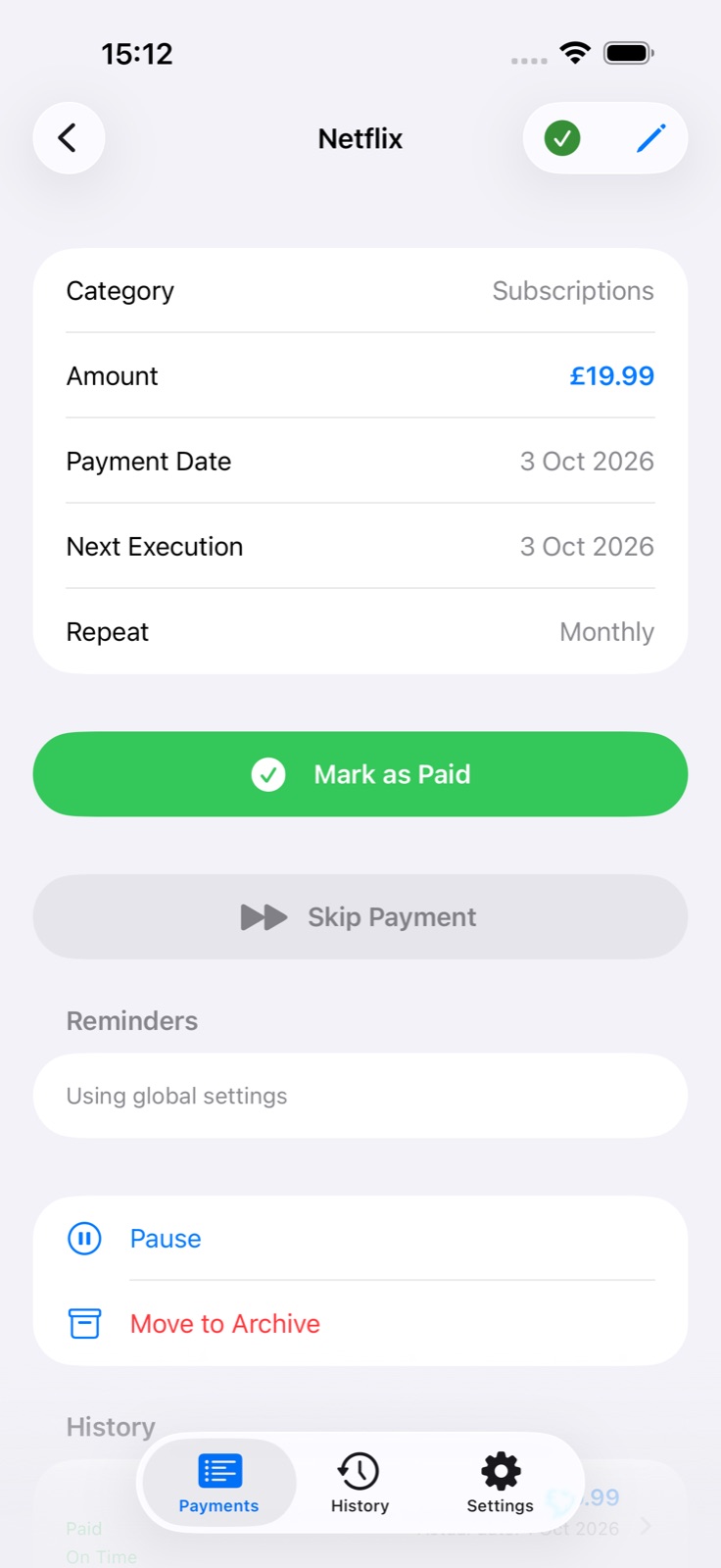 Payment details