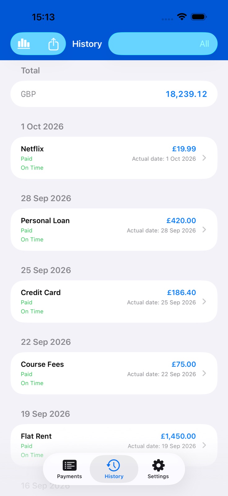 BillsOn app screen