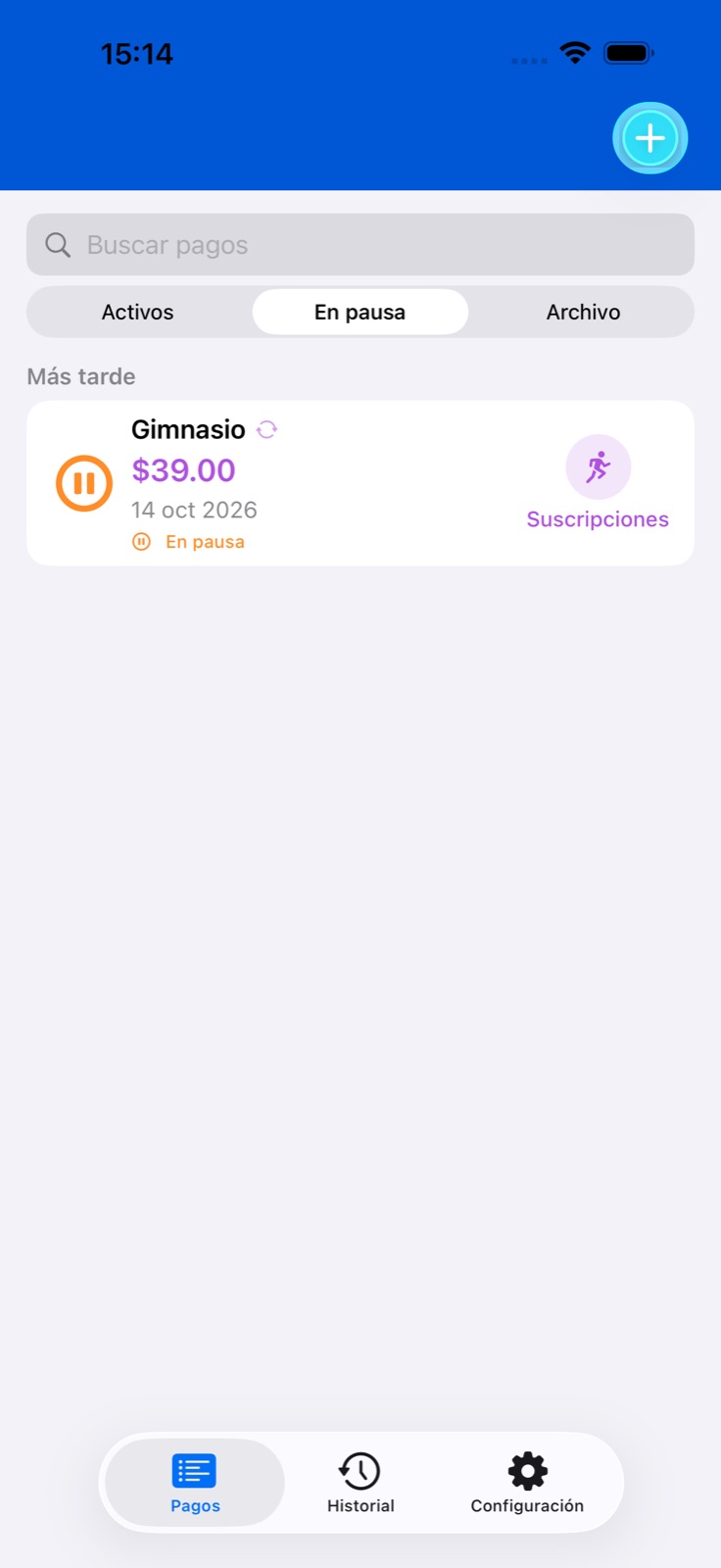 Pantalla de la app BillsOn