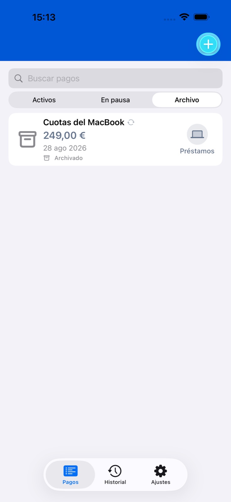 Pantalla de la app BillsOn