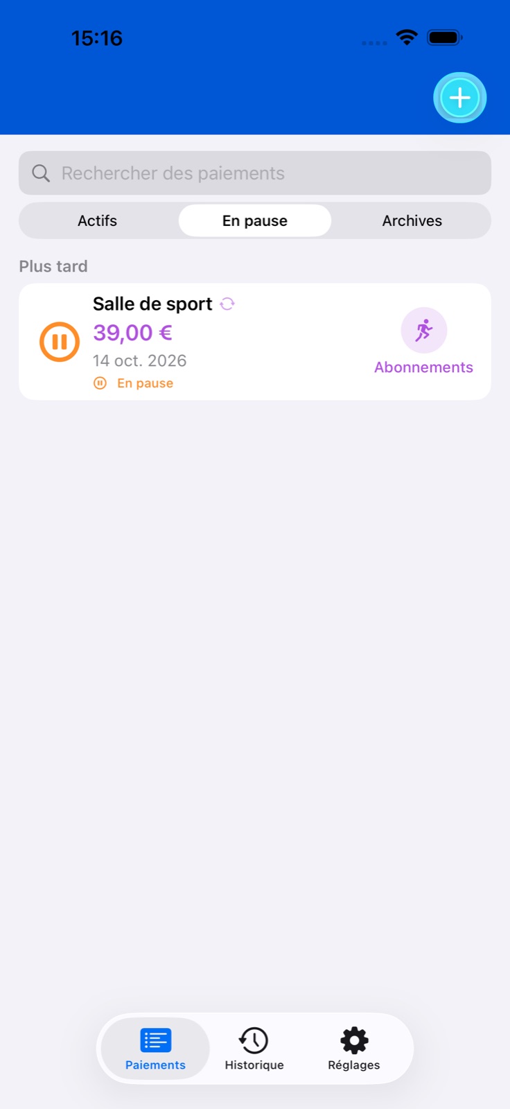 Écran de l’application BillsOn