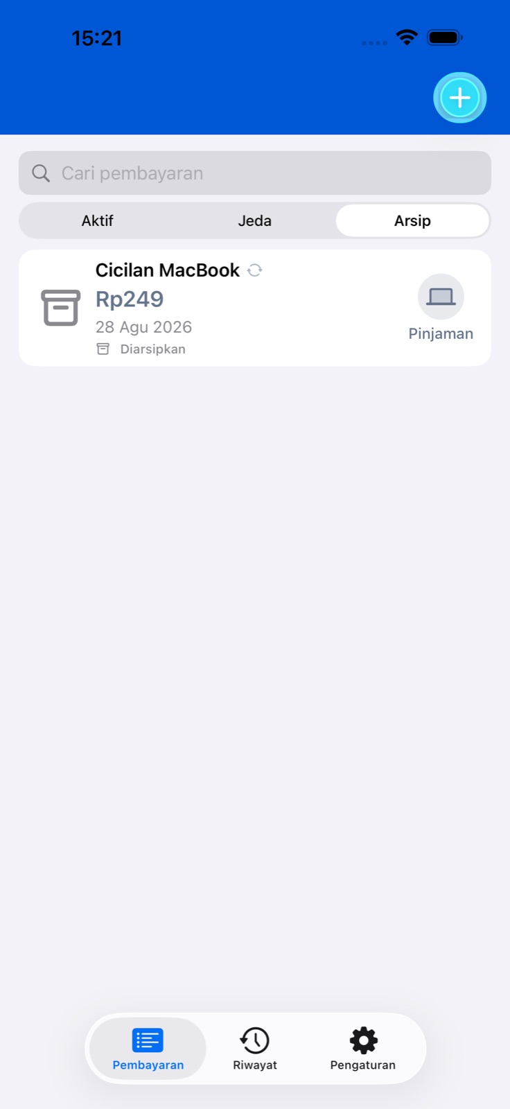 Layar aplikasi BillsOn