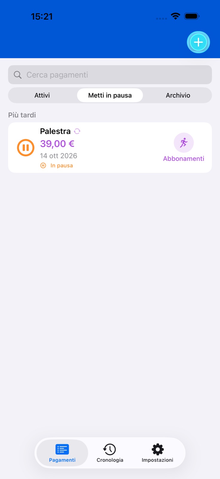Schermata dell’app BillsOn