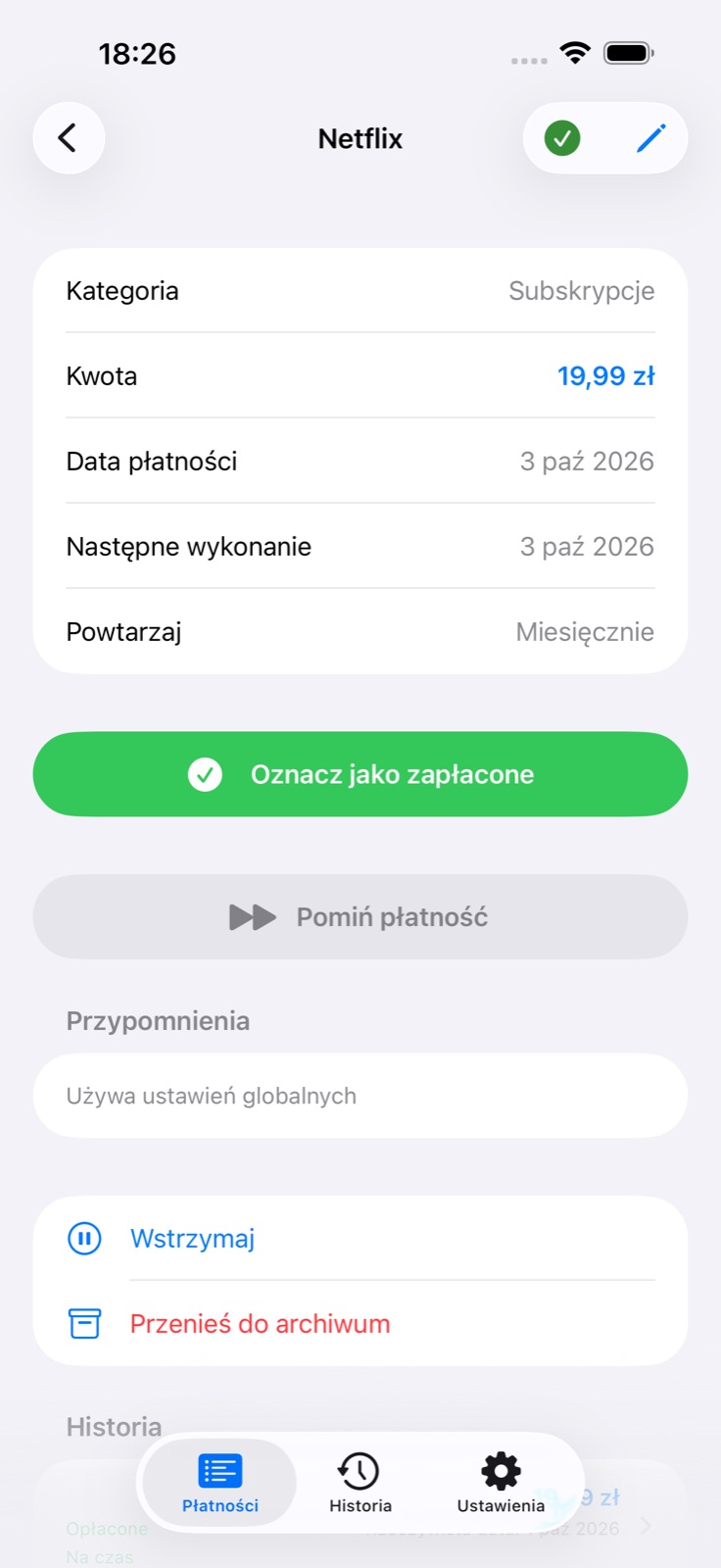 Szczegóły płatności