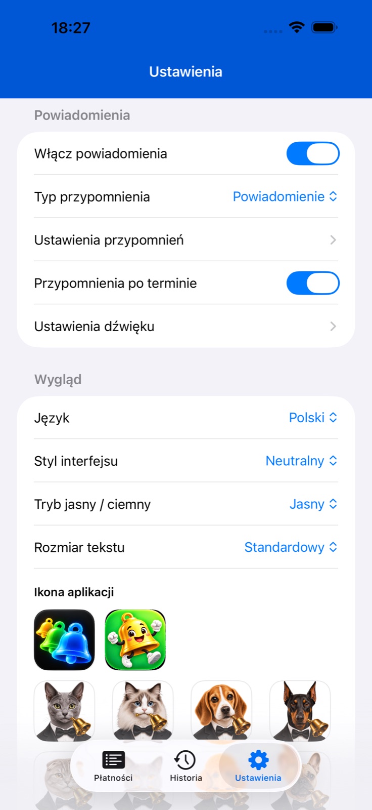 Ekran aplikacji BillsOn
