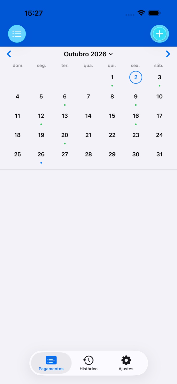 Calendário de pagamentos