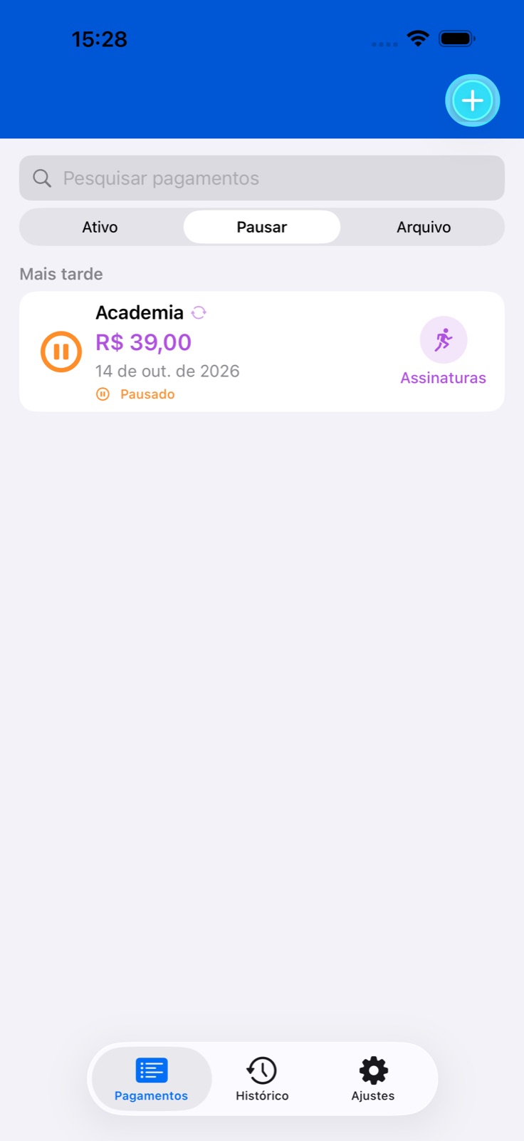 Tela do app BillsOn