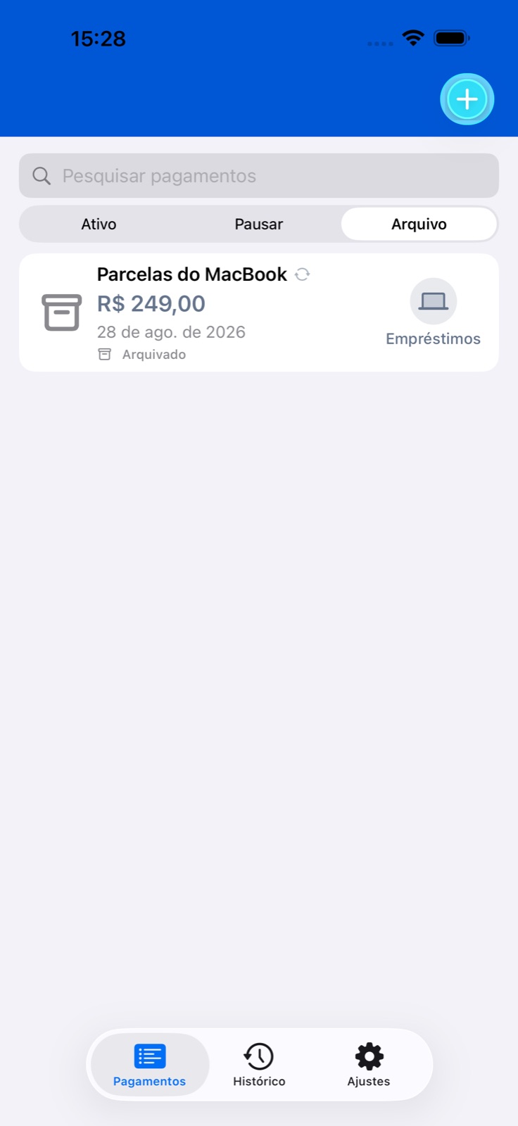 Tela do app BillsOn