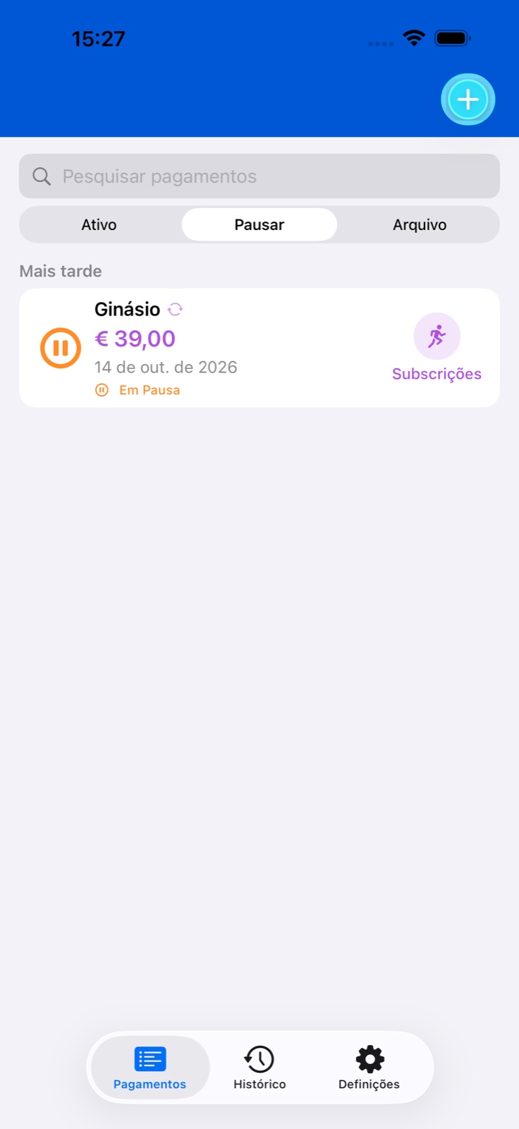 Ecrã do app BillsOn