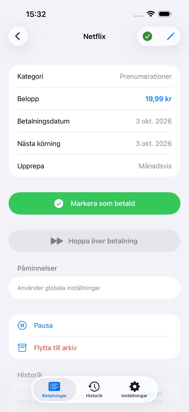 Betalningsdetaljer